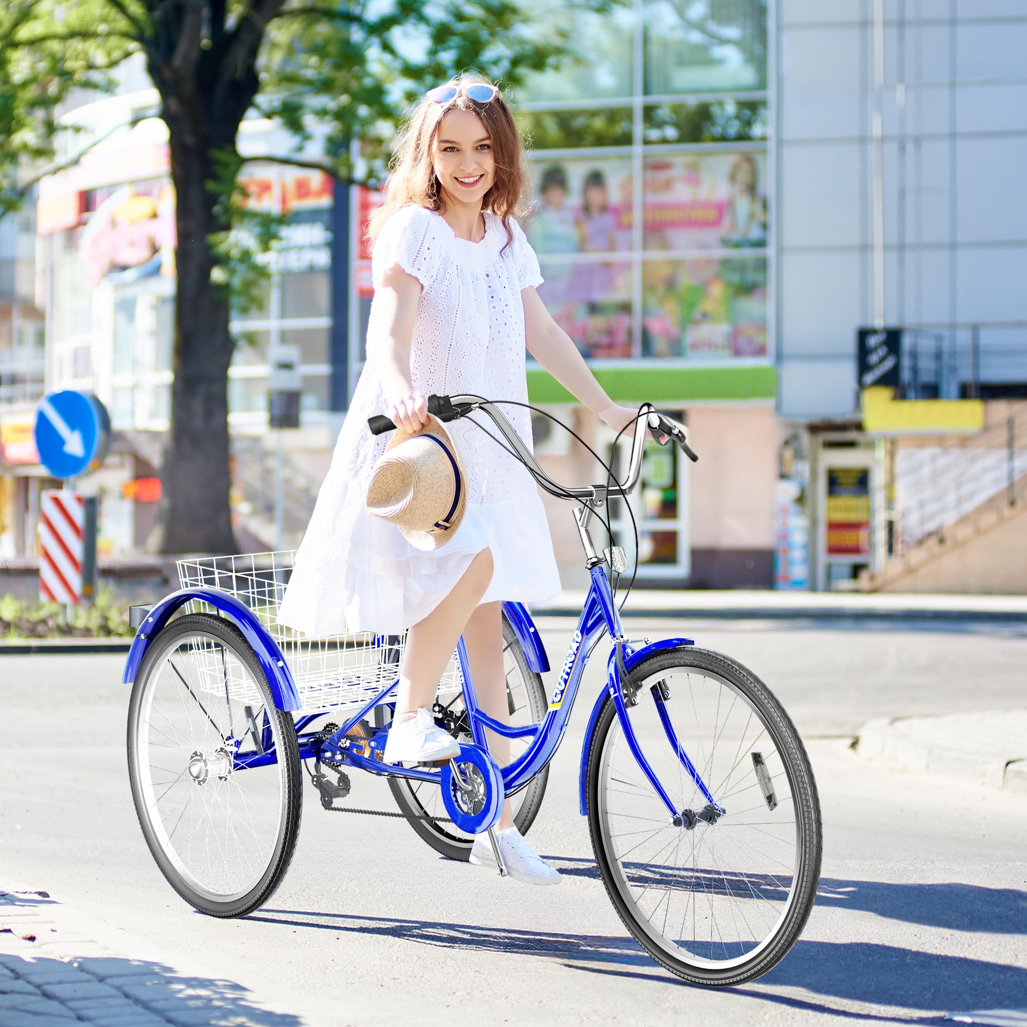 青色三輪自転車 メッシュバスケット付き 青色三輪自転車 メッシュバスケット付き 青色三輪自転車 メッシュ