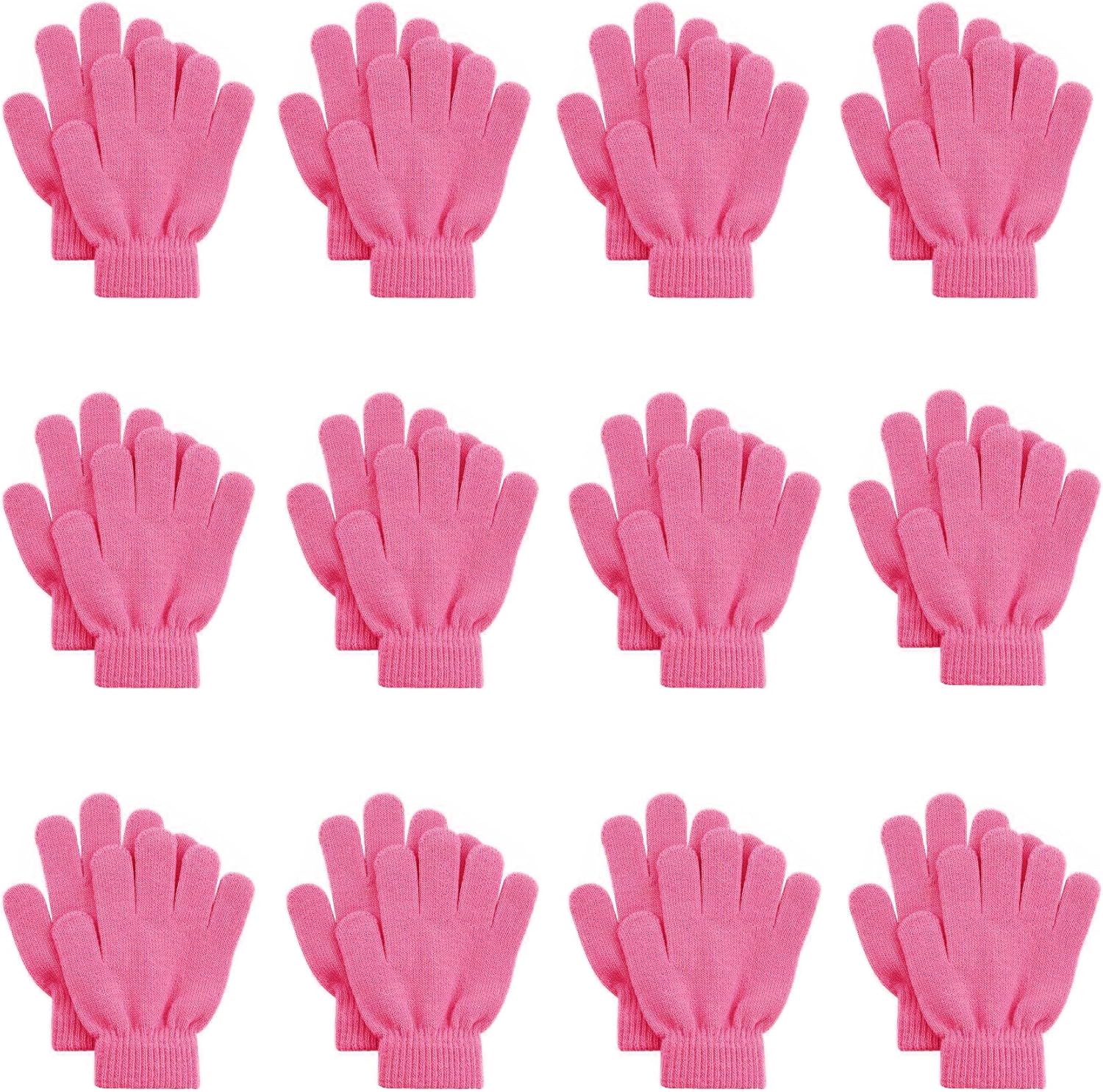 FOMANN Kids Magic Gloves 12 Pair Children Bulk Gloves Boys Girls Warm Soft Gloves（6 to 13 years old）