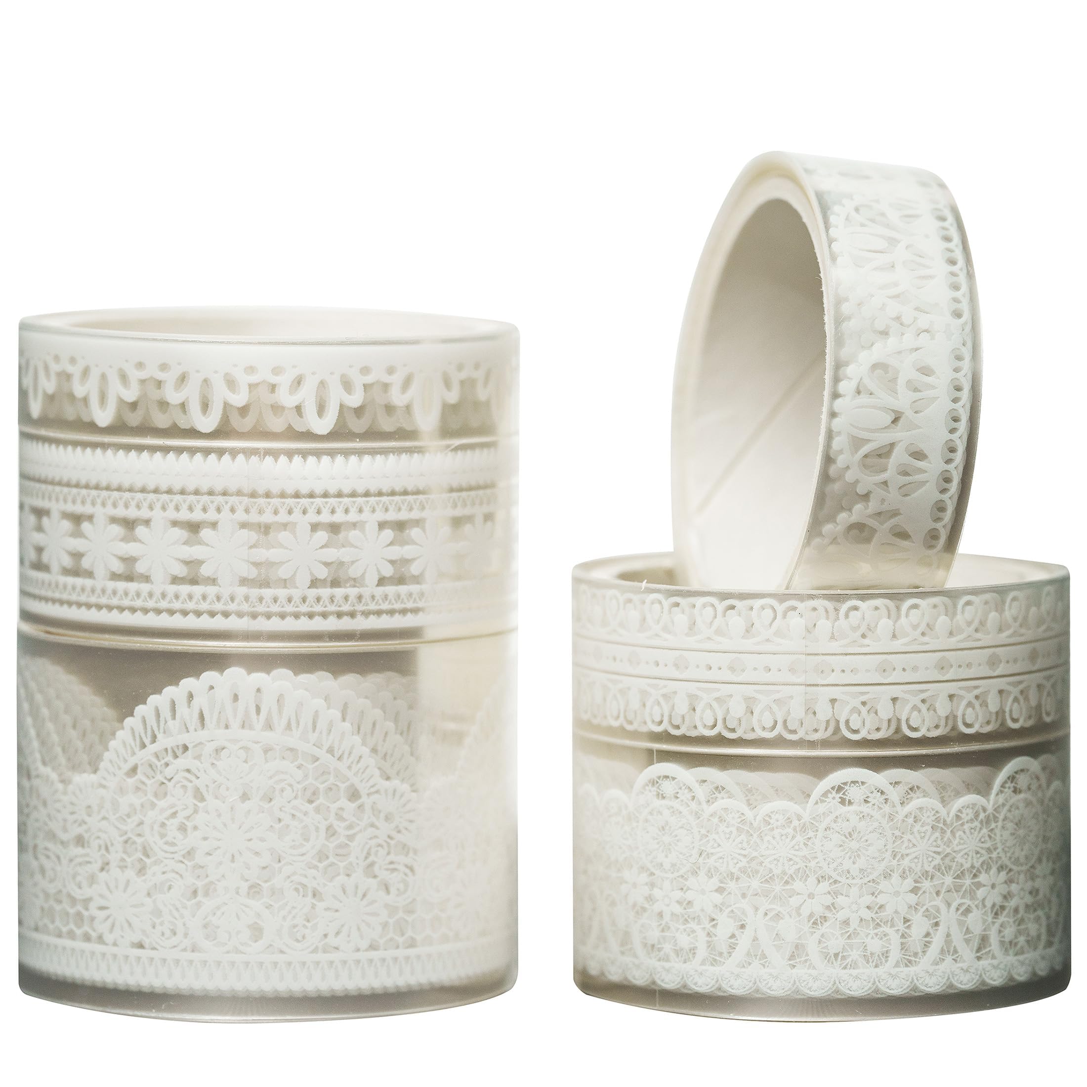 KAVI' S 6 Rolls Washi Tape Decorative Selfadhesive Lace Tape PET Adhesive Transparent Masking Tapes for DIY Craft, Kids, Scrapbook, Gift Wrapping, Card Making Decoration