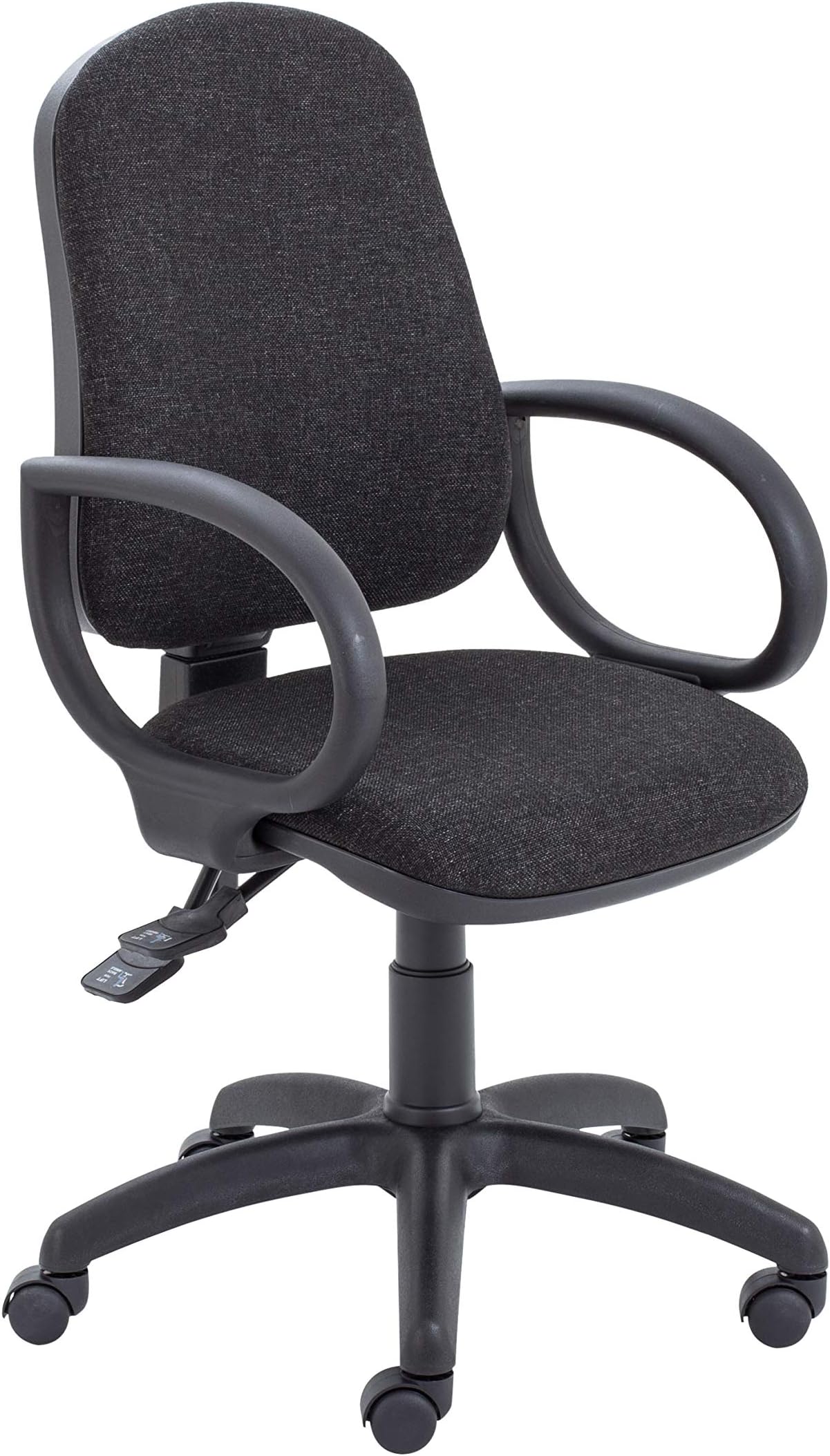 Office Hippo High Back Desk Chair, Ergonomic Home & Office Chair With Height Adjustable Seat & Backrest, Fixed Arms & Lumbar Support For Extra Comfort, Computer Chair - Charcoal Grey