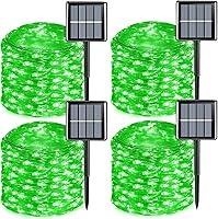 Vista 15 de QITONG - Luces solares azules de Navidad, 4 paquetes de 33 pies, 100 LED de hadas impermeables para exteriores, 8 modos, luces mini parpadeantes