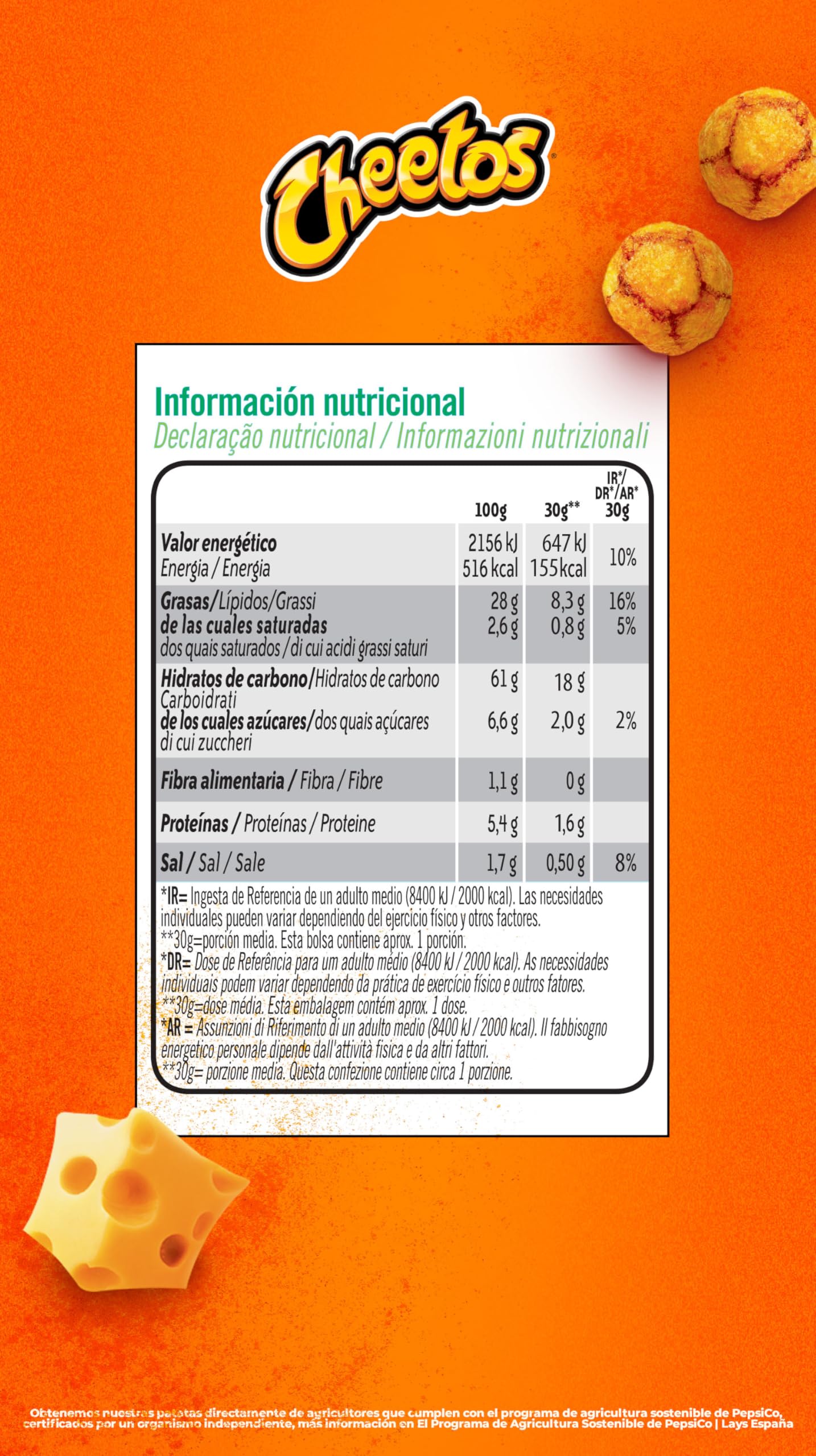Cheetos Pelotazos, Producto de Aperitivo, Snack sabor a Queso con forma de pelotazos, bolsa individual, 130gr