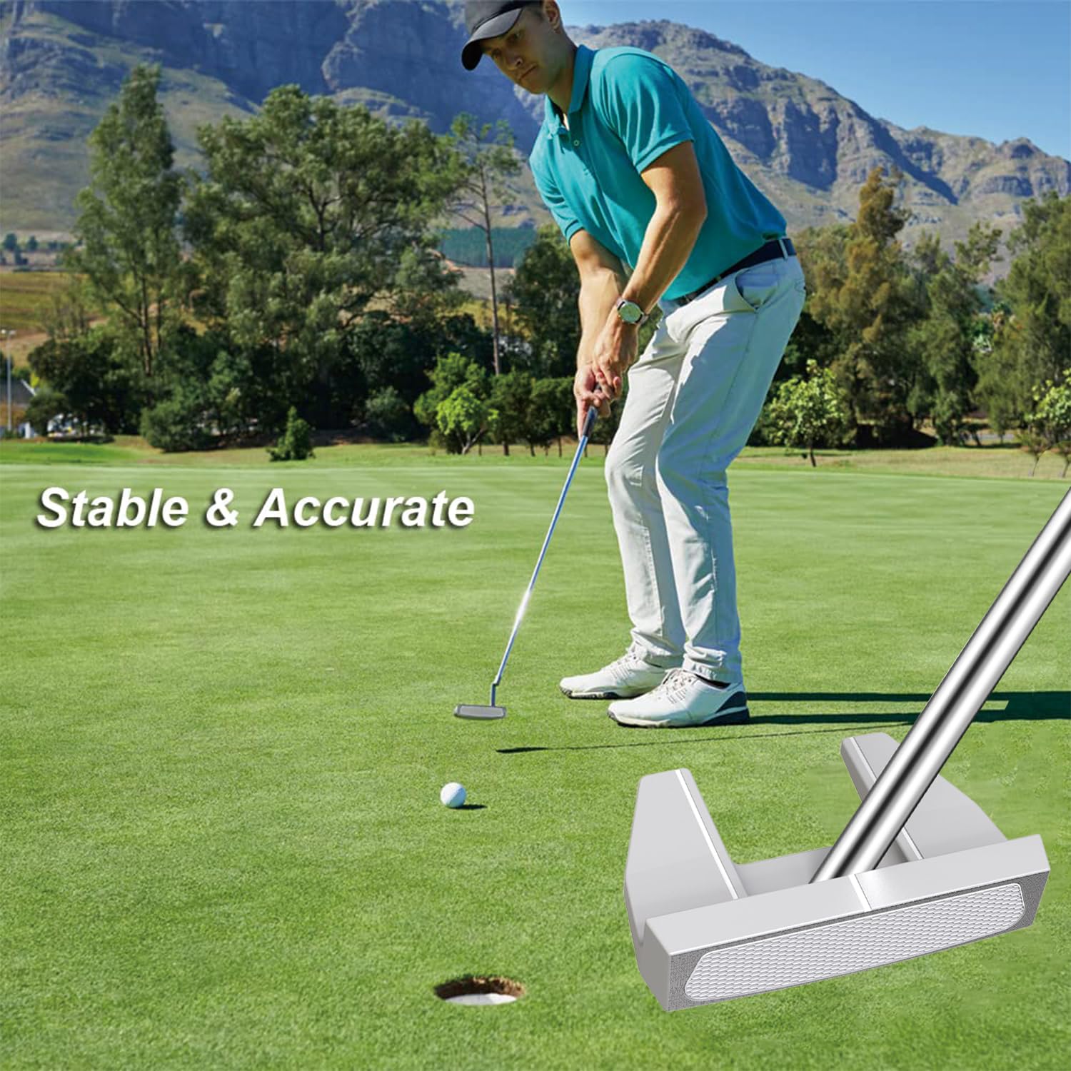 Mazel Golfschläger-Putter mit CNC-gefräster Oberfläche für Damen und Herren, 89,9 cm Edelstahlschaft, Silber