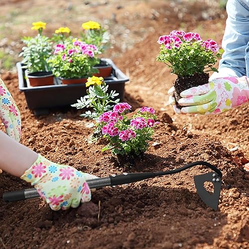 Miniatura 6 de COCONUT Azada hueca con asa, herramienta de jardín de azada de 28 pulgadas resistente, azada de jardinería con hoja duradera para desmalezar el