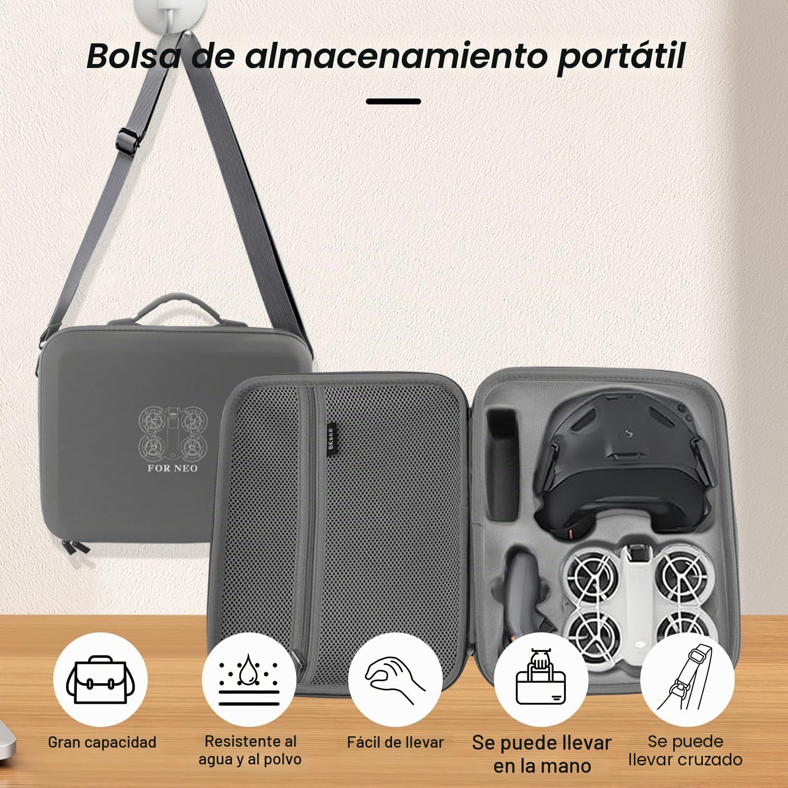 Paquete de Viaje Drones para compatible con DJI Neo,Estuche de Transporte Rígido Impermeable compatible con DJI Neo Fly More Combo,Bolso Portátil, Bolsa Protectora Portátil de PU,para Dron Accesorio