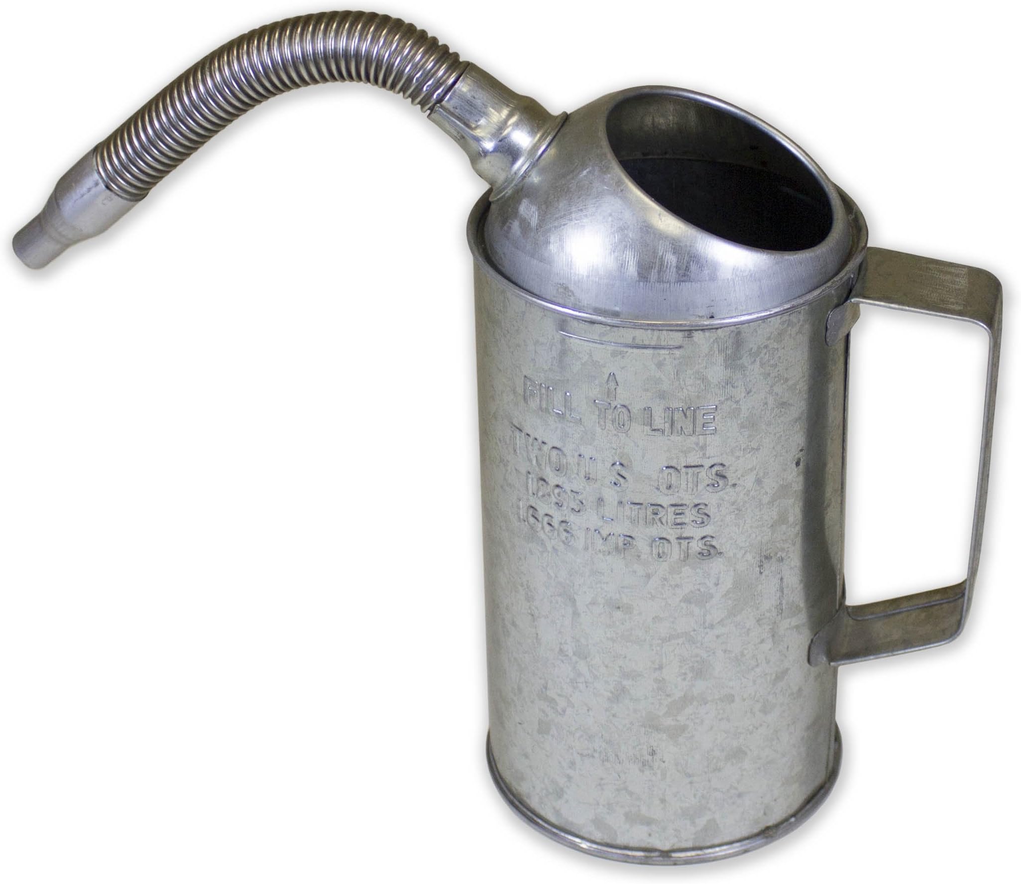 WirthCo 94486 Funnel King 2 quart Measure Can with Flex Spout, Galvanized, Heavy Duty,Silver