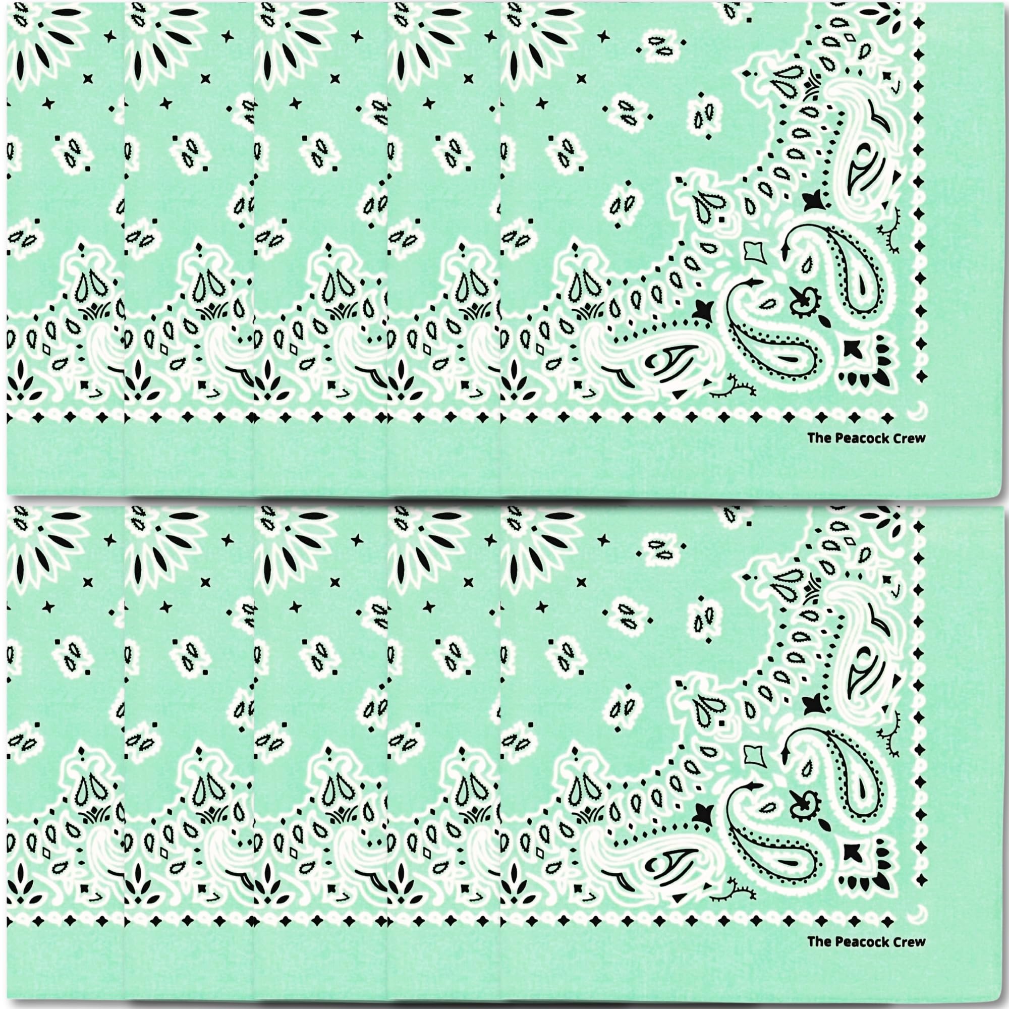 The Peacock Crew Premium Soft Cotton Bandanas Pack for Men and Women Paisley 22 x 22 inches