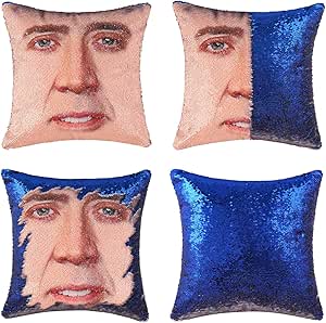Merrycolor Mermaid Pillow Cover Sequin Pillow Case Magic Reversible Sequin Pillow Cover Decorative Throw Cushion Case (Dark Blue)