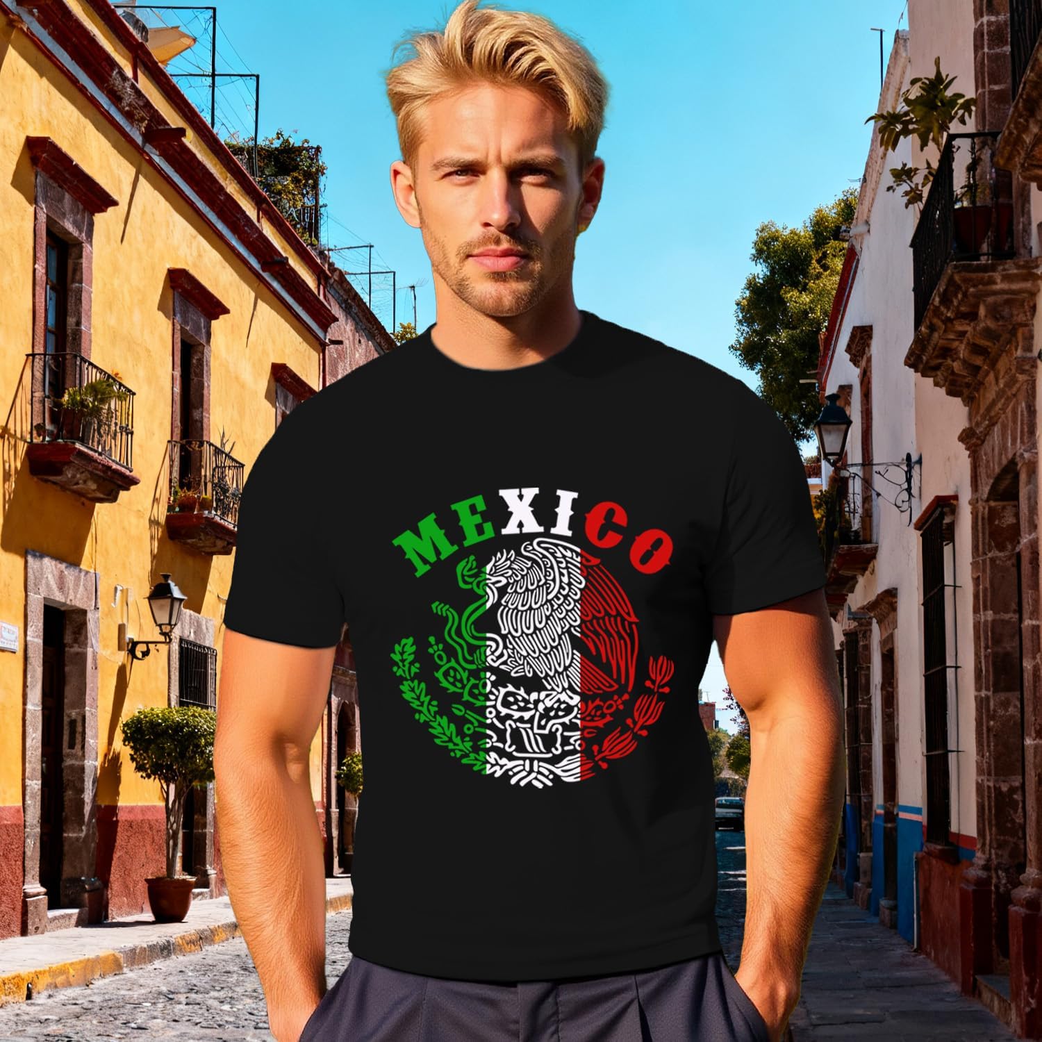 Mexico Shirts for Men Mexican Flag Shirt Mexico Patriotic Eagle Tee Tops - Image 3