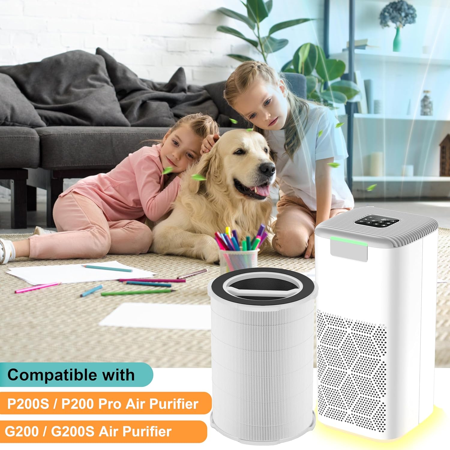 P200S/P200 Pro Filter Replacement, Compatible with G200S/G200 and P200S P200 Pro Air Purifiers, 2-Pack H13 Grage True HEPA Filter with High-Efficency Activated Carbon - Image 2