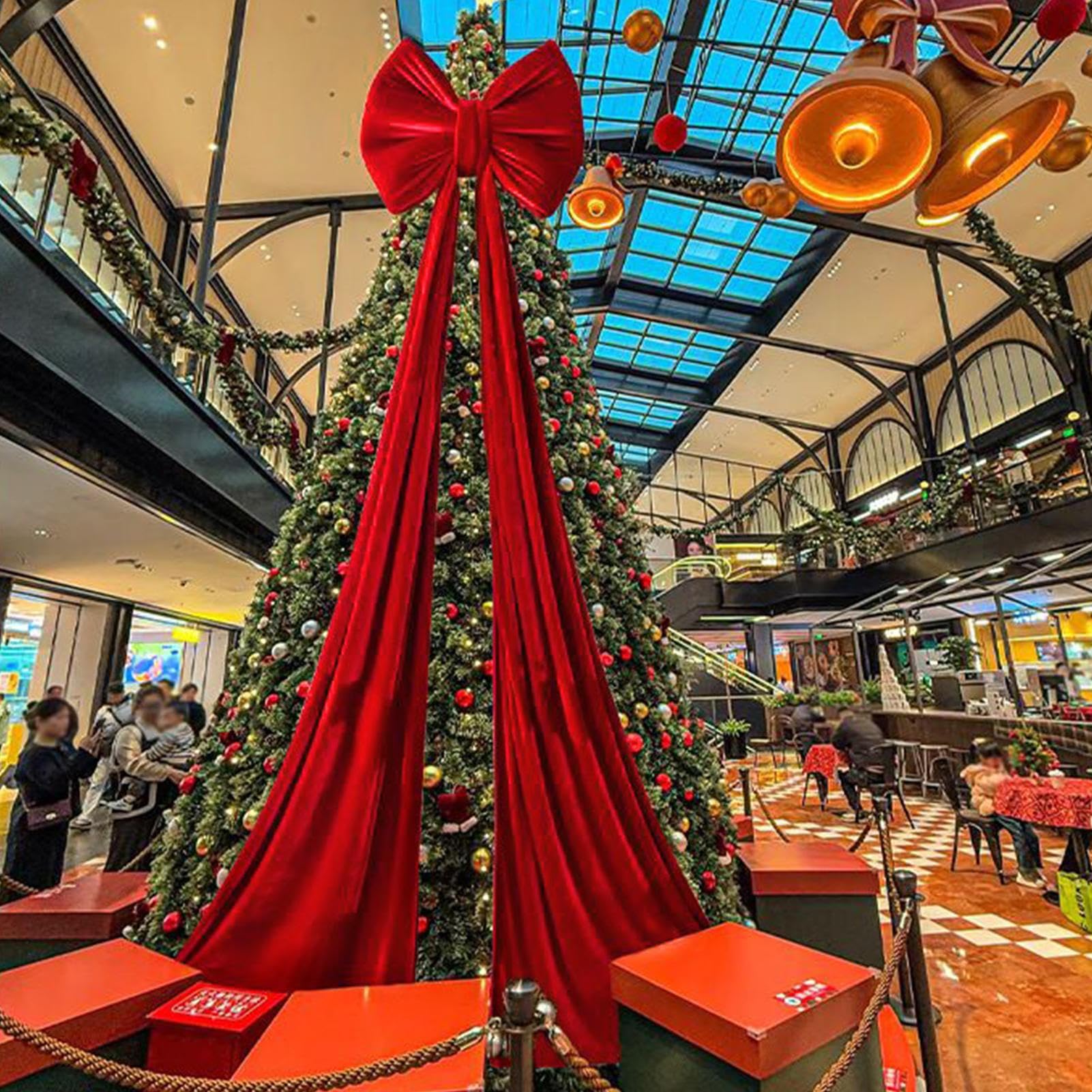 Nœud Géant Pour Arbre De Noël Décorations En Velours Ornement
