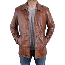 Men 3/4 Length Car Coat Lambskin Leather Casual Business Jacket