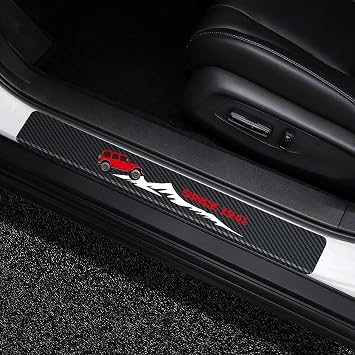 MAXDOOL 4Pcs Car Door Sill Protector Reflective 4D Carbon Fiber Sticker Entry Guard Door Sill Scuff Plate Stickers Accessories Compatible with Jeep Wrangler JL JLU & Gladiator JT Red
