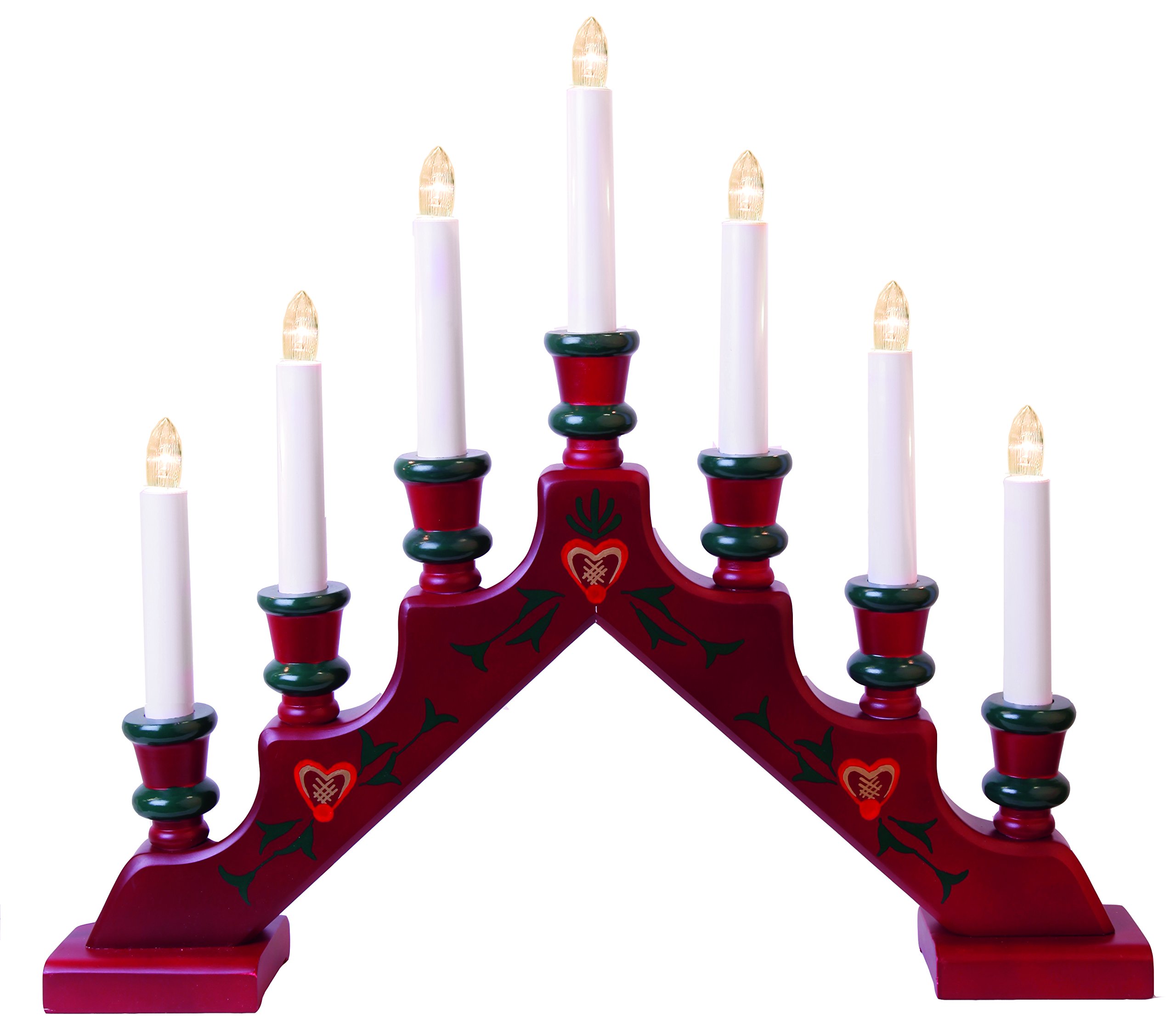 Fensterleuchter"Sara Tradition" 7-flammig, aus Holz, Farbe: rot, ca. 38x44 cm, 154-55