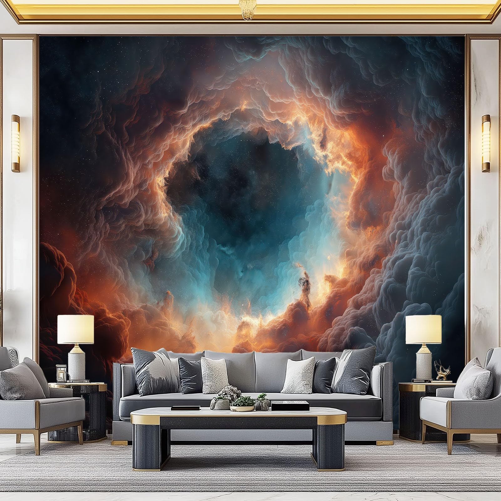 Papier peint intissé panoramique 3D espace impression HD 250x175cm