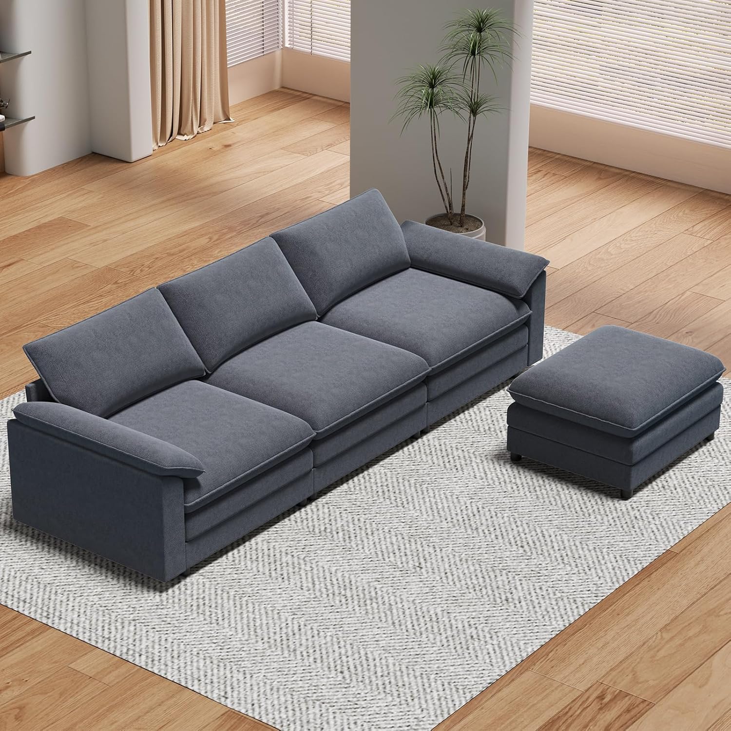 Top-down view of the PUREMIND Modular Sectional Sofa with ottoman