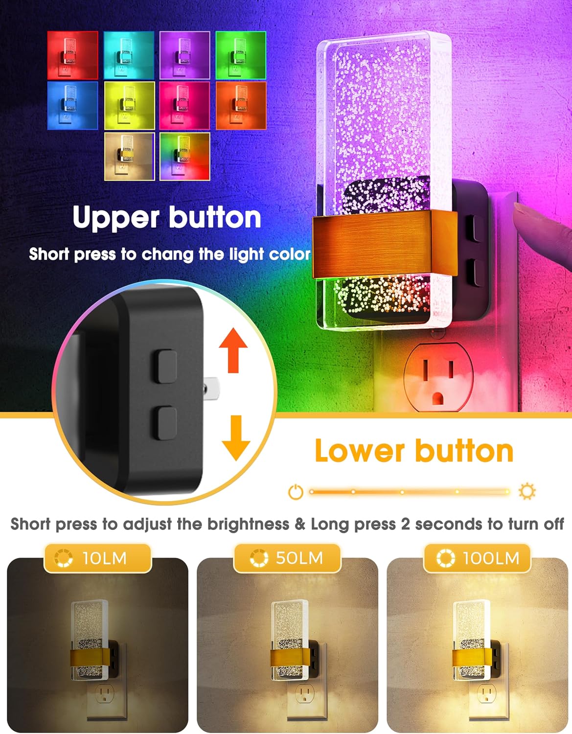 L LOHAS LED Night Lights Plug Into Wall [4 Pack], Night Light with Dusk to Dawn Sensor, Night Light, 0-100LM Dimmable Nightlight for Kids, Bathroom, Hallway,Gift