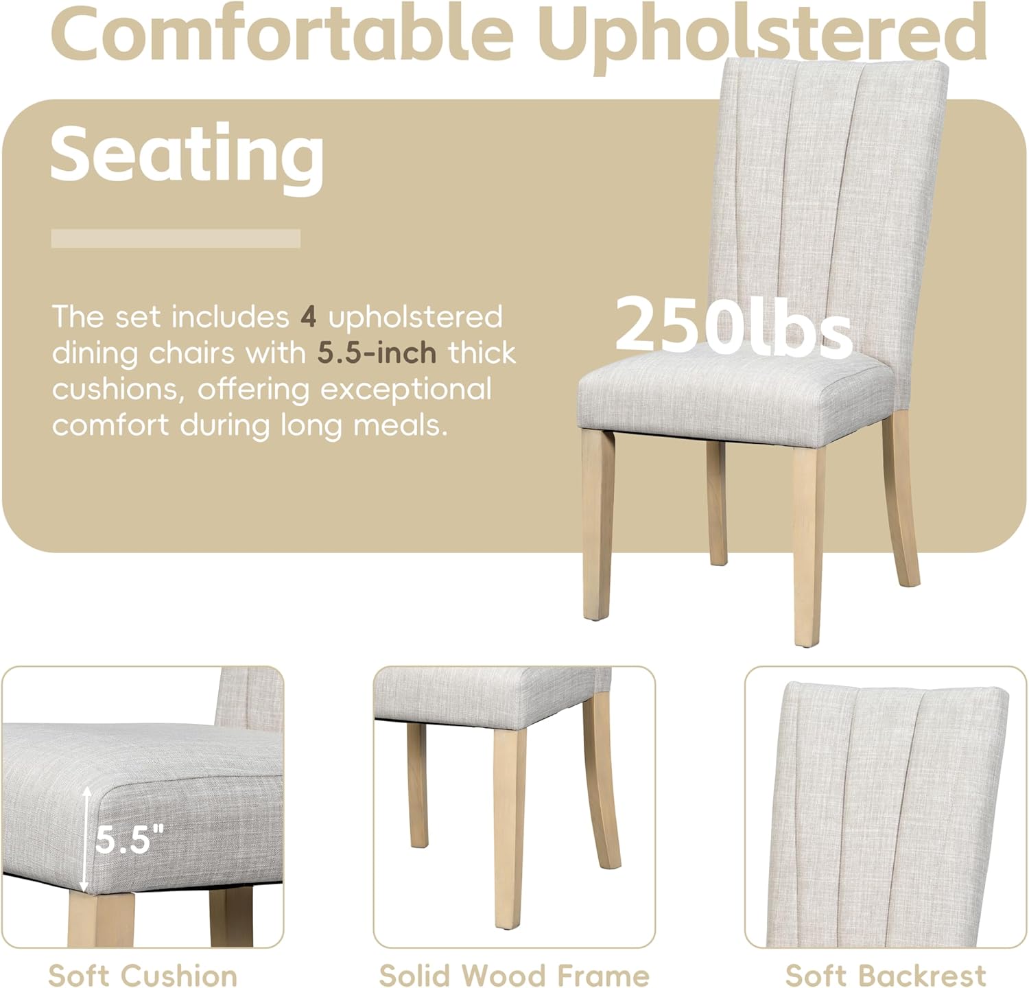 Upholstered dining chair details