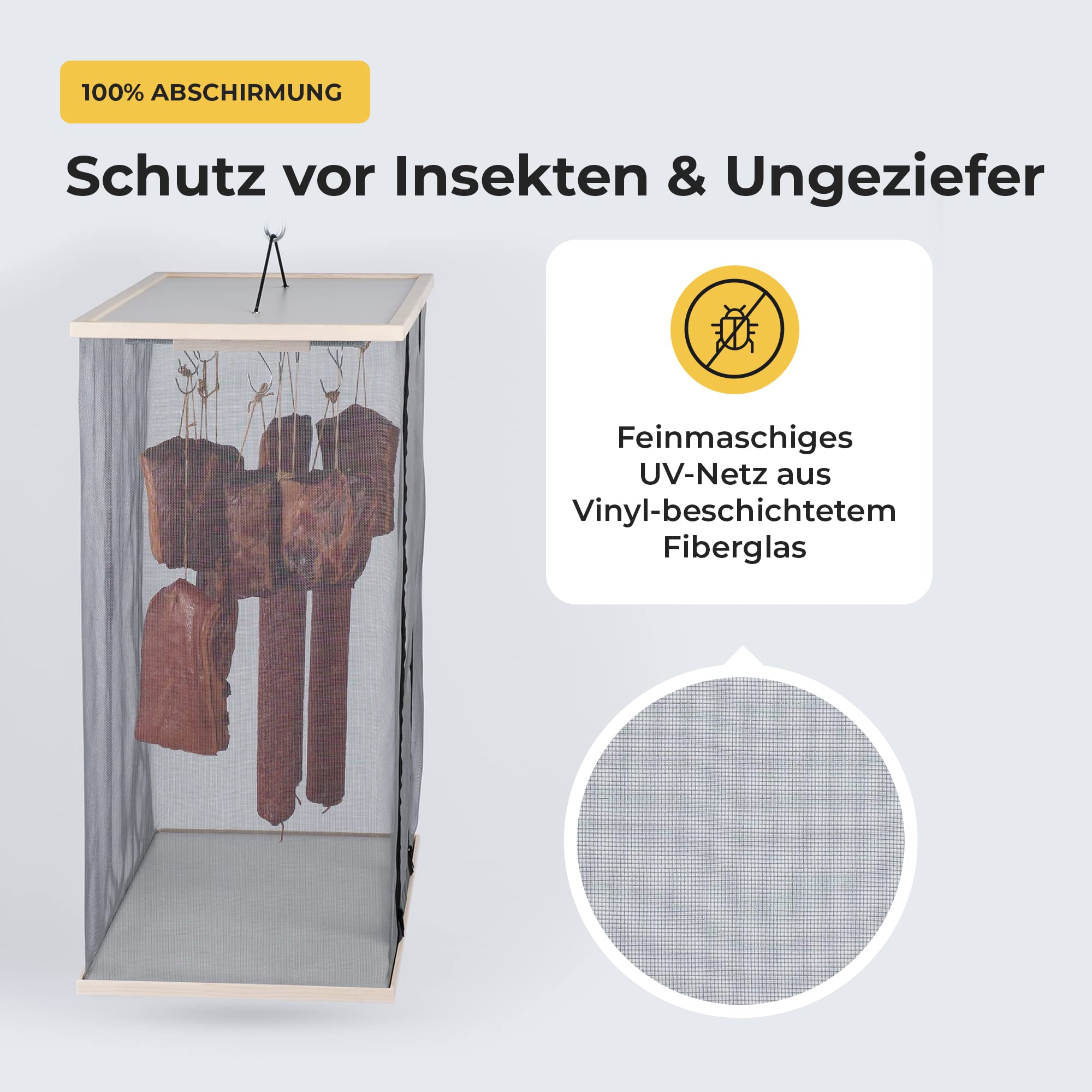 L.E.W hängender Reifeschrank – klappbare Reifekammer aus Holz für Wurst, Fleisch, Käse & Fisch – platzsparend zum Aufhängen