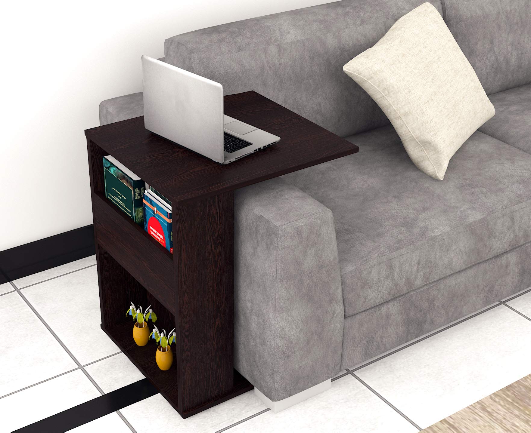 Anikaa Aris Engineered Wood Sofa Side Table/End Table/Magazine Rack/Laptop Side Table for Living Room Bedroom Office (Matte Finish) (Wenge)