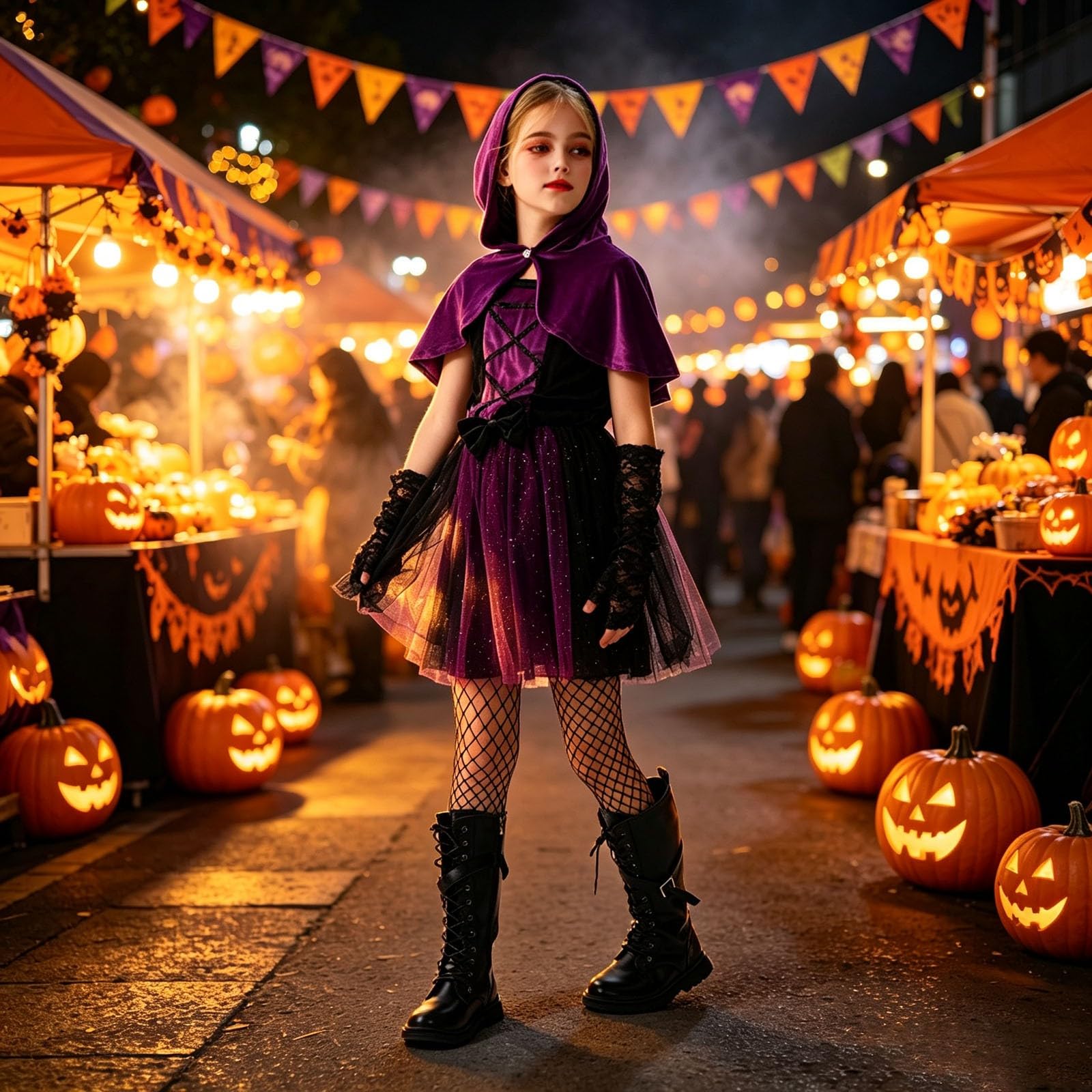 Generisch Halloween Kleid Mädchen - Bezauberndes Halloween Kostümkleid Mit In Lila Für Zauberer Cosplay Kostüme