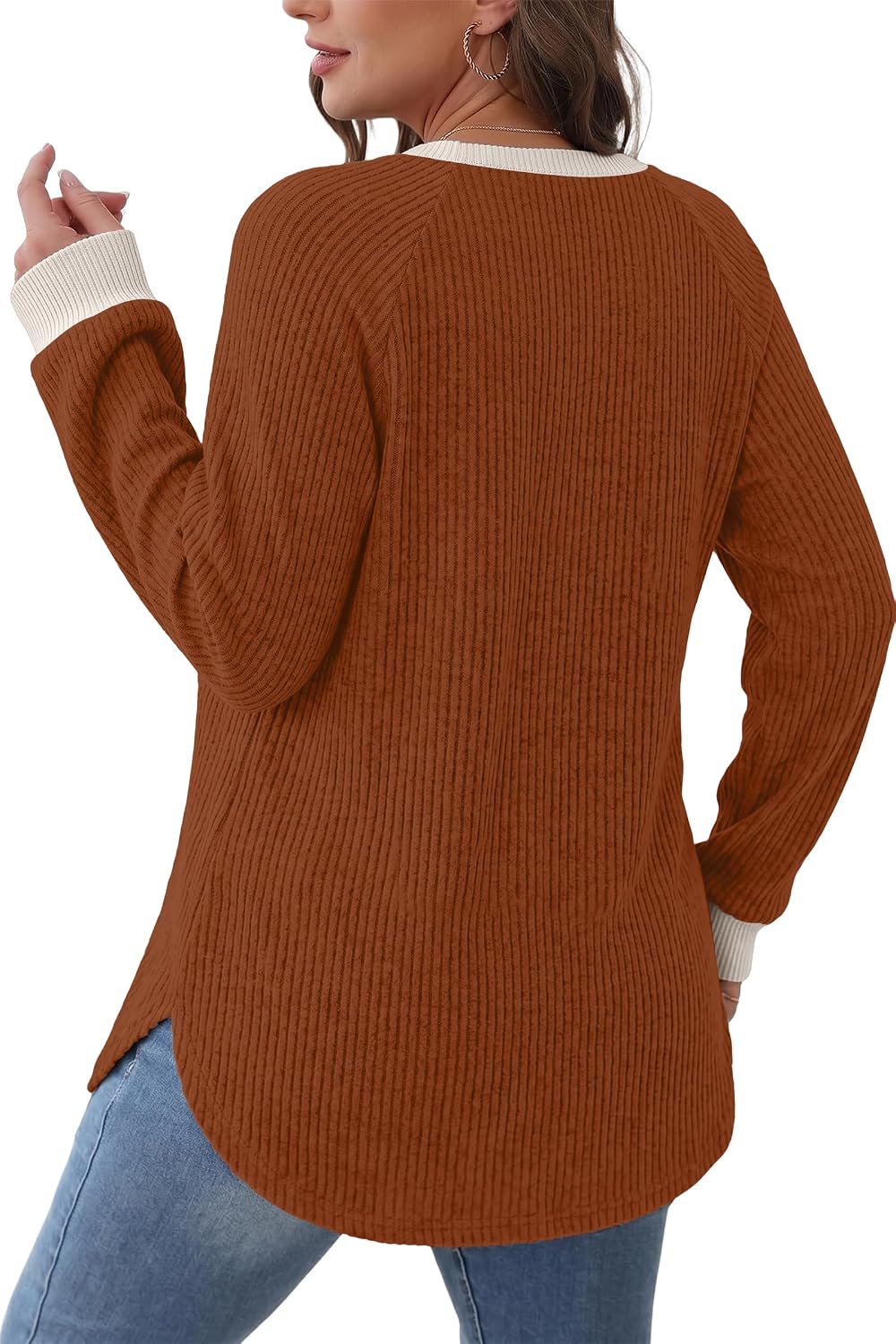 WIHOLL Womens Tops Long Sleeve Shirts Fall Fashion Sweaters Outfits | Trendy School Teacher Shirts Old Money Clothing Fall Must Have