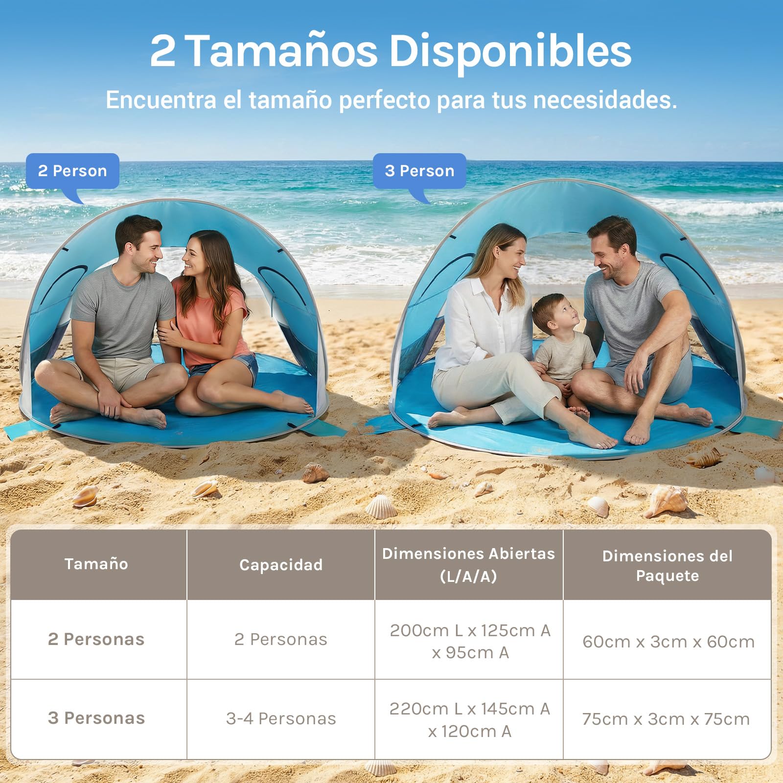 Wolfwise Tienda de Playa UPF 50+, Plegable para 2/3/4/5/7 Personas con sombrilla Deportiva, Tienda de Refugio Instantáneo contra el Sol, Toldo de Sombra