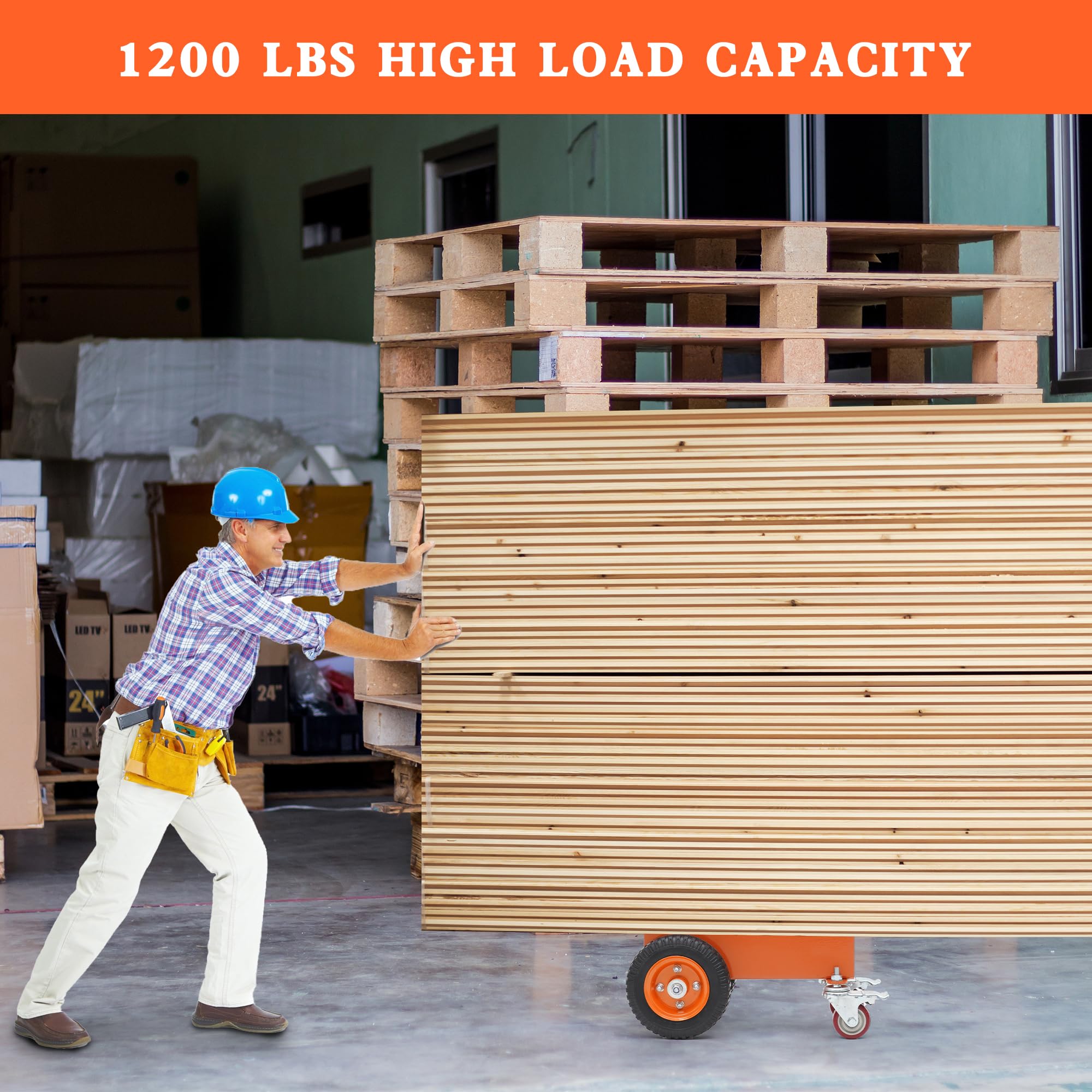 AIWFL Carrito de puerta resistente con capacidad de 1100 libras, 4 ruedas, granito, losa de granito, con ruedas neumáticas de 8 pulgadas, carrito de panel para manejo de materiales de láminas de yeso,