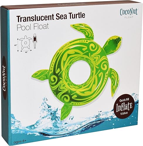 Miniatura 5 de Flotador de piscina translúcido de tortuga marina por CocoNut Float, anillo inflable para piscina, tubo de descanso duradero y juguete de agua,