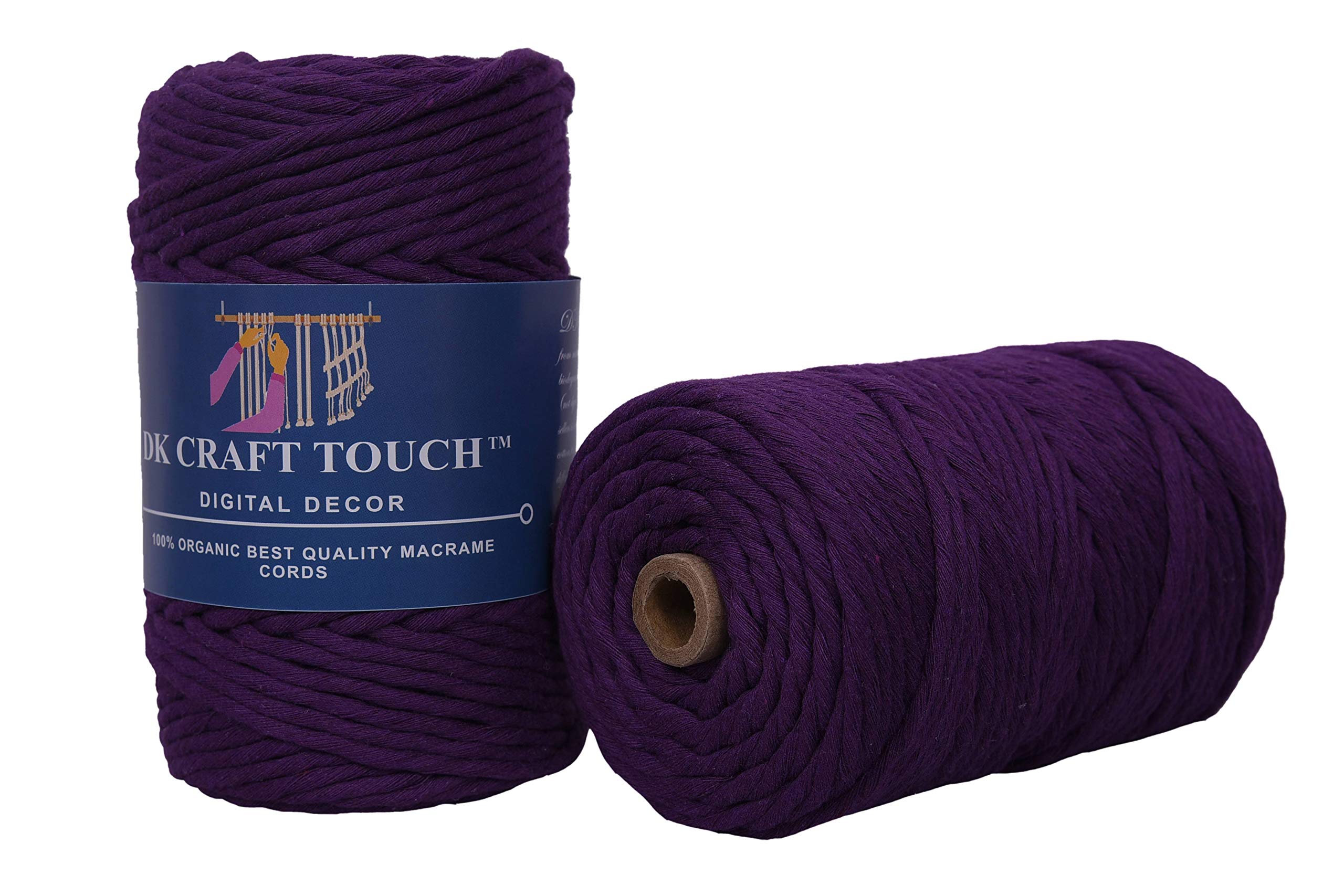 DK Craft Touch 3mm (100 Metre) Single Strand Macrame Cotton Cord/Thread for Craft Work,Plant Hanger Ropes Single ply(3mm (100m) Grape Violet Color)