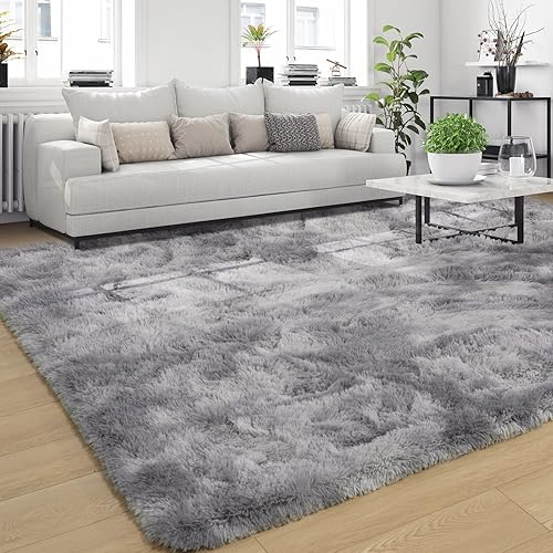 QXKAKA Alfombra peluda para sala de estar, 8 x 10 pies, esponjosa, suave, para interiores, grande, lavable, moderna, para decoración del hogar,
