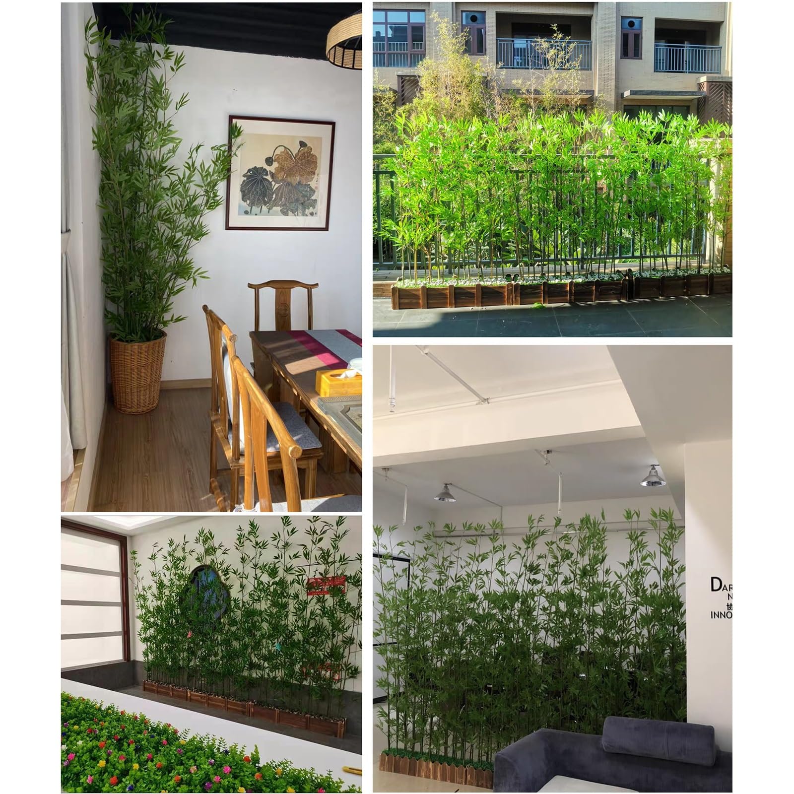 Amazon｜6 8 10 12 14 16 20 24 PCS 竹シルクツリー、グリーン人工植物