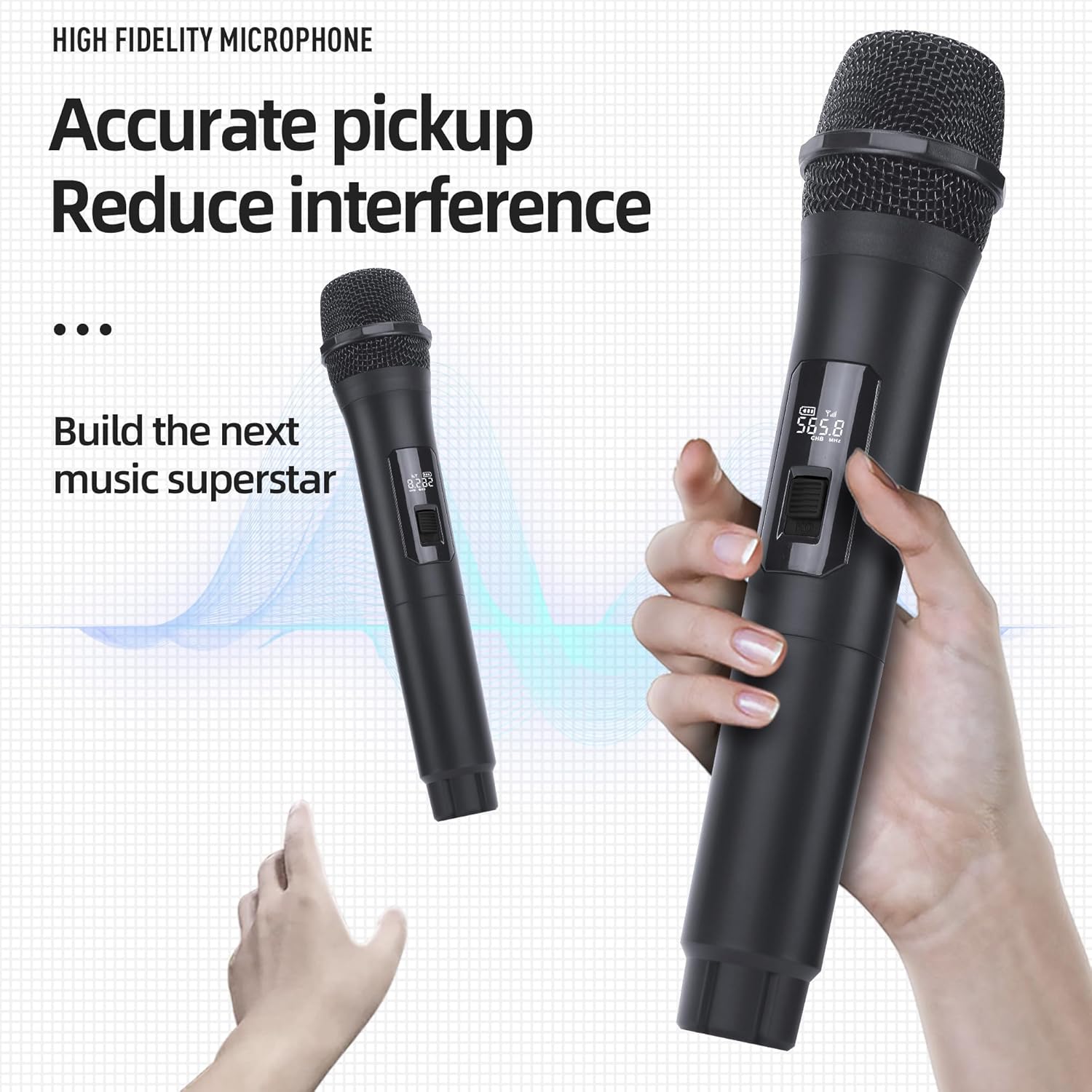 UR-408 4 Channel Professional Wireless Microphone System with Cordless 4 Handheld Mics, Ideal for Home Party Singing Karaoke Meeting Church Event TV Speaker