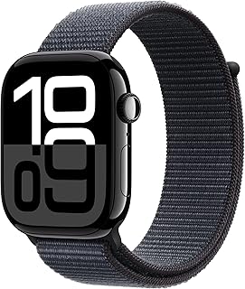 Apple Watch Series 10 (GPS, 46MM) Cassa in Alluminio Jet Black e Sport Loop, Taglia Unica (Ricondizionato)
