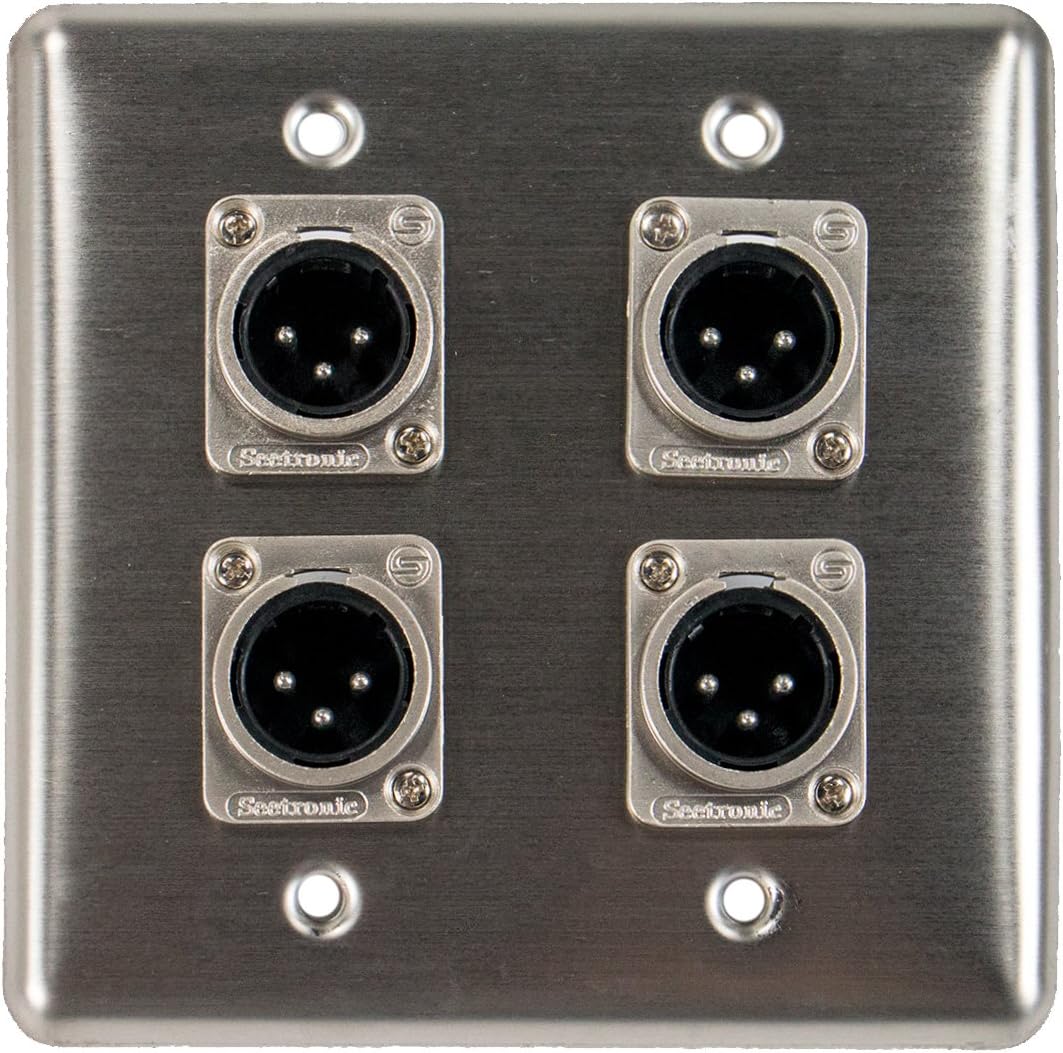 Elite Core クアッドウォールプレート XLRオス接続4個付き Q-4-4XM