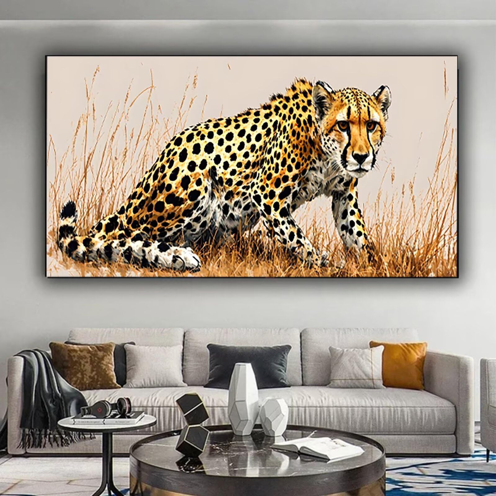 Malen nach Zahlen Kinder Tier Malen Nach Zahlen Erwachsene, Geschenke für Mädchen Junge Bastelset Set, Malen nach Zahlen Leopard | Malen nach Zahlen Ohne Rahmen, (60x120cm) Bastelset Erwachsene 8-T