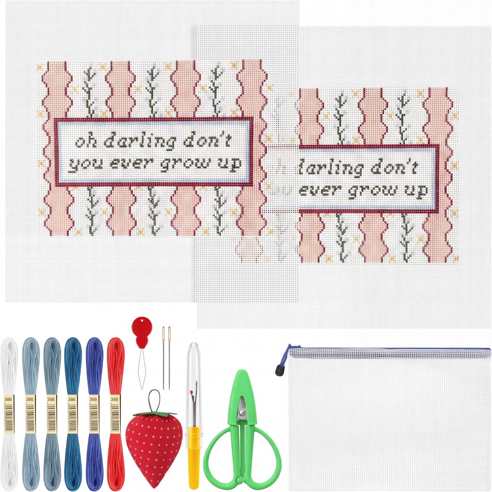 XunYee 24 Pcs Don't You Ever Grow up 18 Mesh Needlepoint Canvas Kit