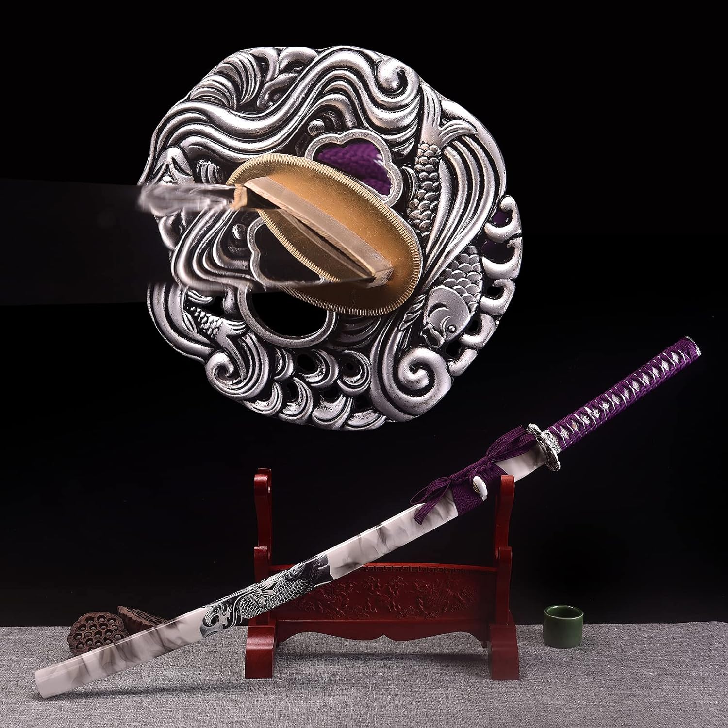 Handmade Katana Sword, Japanese Samurai Sword by T10 Steel Carbon Steel Clay Tempered, Full Tang, 40.5-Inch - Image 3