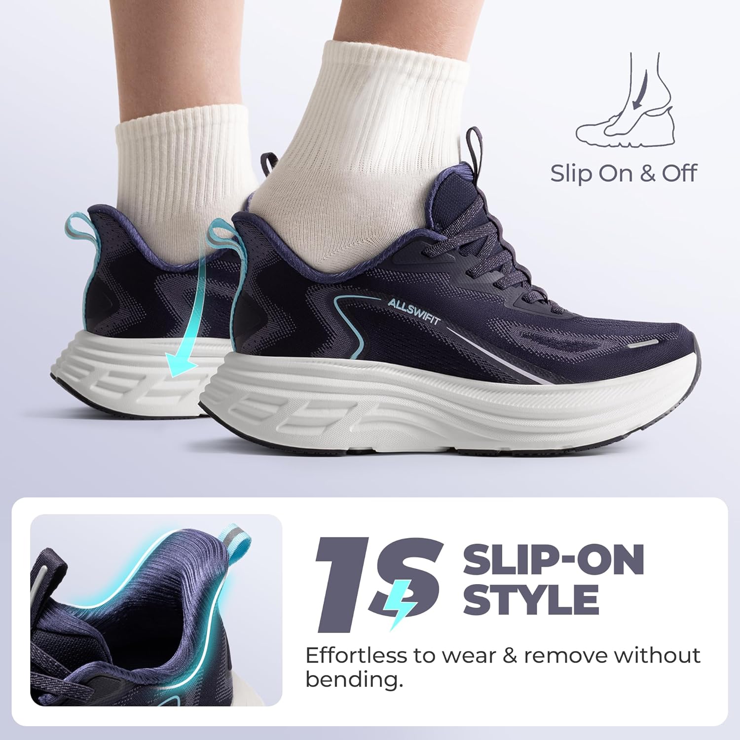 Women's Slip On Walking Shoes Hands-Free Cushion Running Tennis Shoes Non-Slip Comf... - Image 4