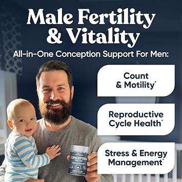 Eu Natural Conception for Him - Male Fertility Supplements with Ashwagandha, Folate & Zinc - Sperm Count, Motility & Strength Support - Fertility Support for Men, 60 Vegetarian Capsules