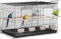 VEVOR 30 Inch Stackable Flight Bird Cage with Divider for Parakeets Finches Budgies Cockatiels - Easy Clean Travel Cage w/ Perches & Handle