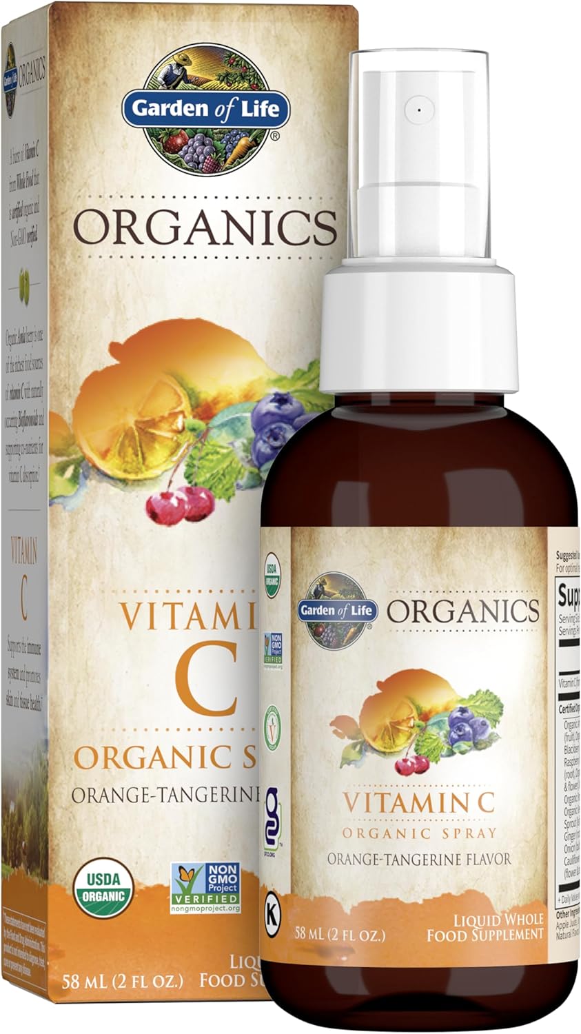 Garden of Life Organics Vitamin C Spray for Kids and Adults – Orange Tangerine, Vitamin C Supplement, Antioxidant for Immune Support and Skin Health, 2 fl oz Liquid Drops Garden of Life Organics Vitamin C Spray for Kids and Adults – Orange Tangerine, Vitamin C Supplement, Antioxidant for Immune Support and Skin Health, 2 fl oz Liquid Drops