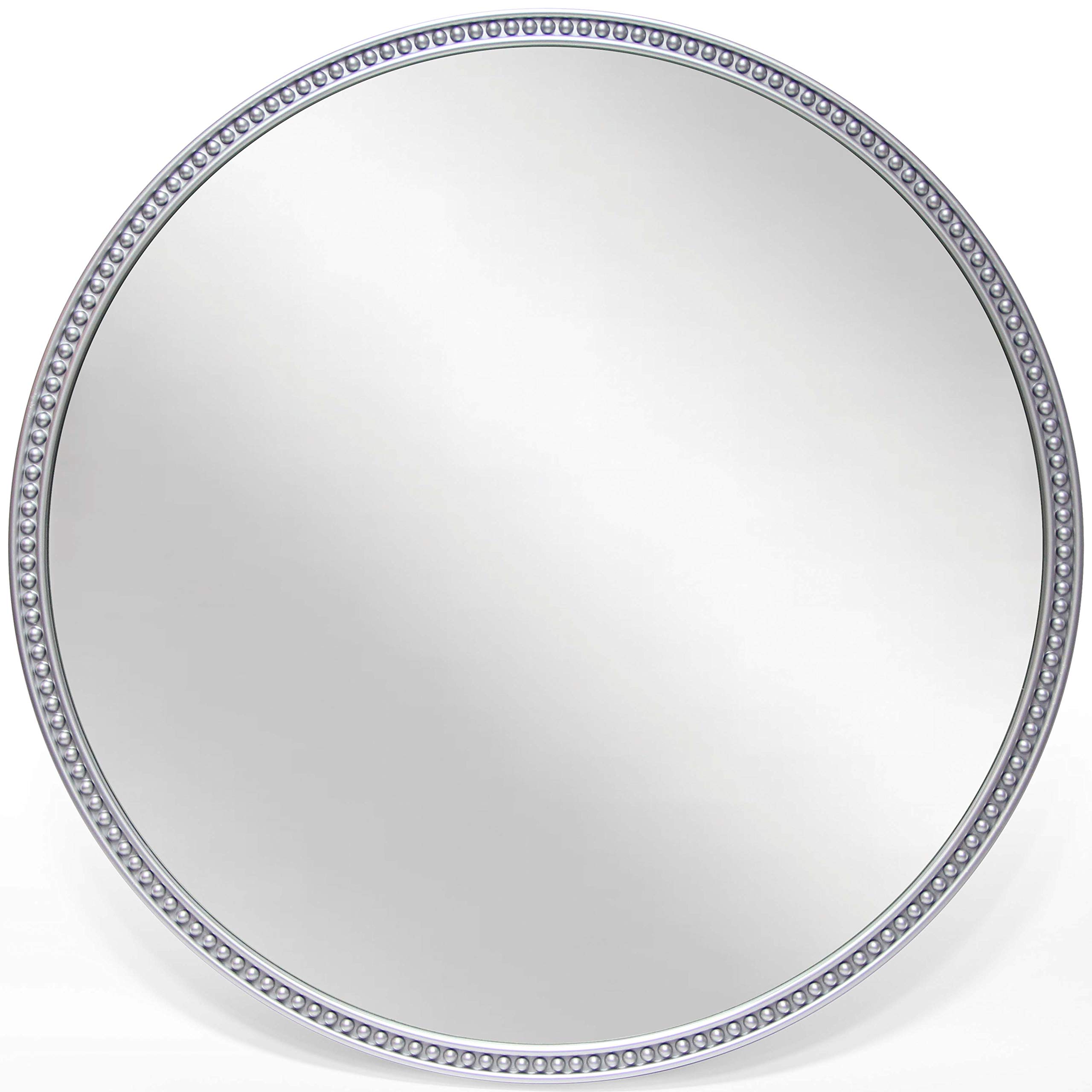 Infinity Instruments Charme 22 inch Silver Beaded Modern Contemporary Decorative Circle Round Wall-Hanging Mirror