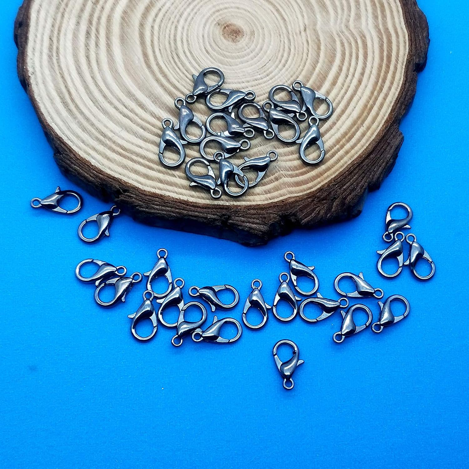 200 Pcs Stainless Steel Lobster Clasps Curved (12x6mm) Lobster Claw Clasps for Bracelet Necklace Jewelry Making Findings Fastener Hook(Gun Black)