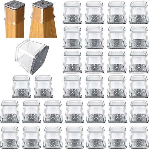 Miniatura 9 de 32 unidades de protectores para patas de sillas - Almohadillas de silicona y fieltro, a prueba de rayones y sin ruido, movimiento suave y fácil,
