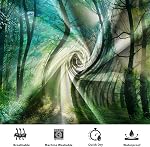Rideau de douche Renaiss 72x72 po forêt verte, nature, lumière du soleil à travers les arbres, paysage de jungle naturel brumeux, rideau de douche en polyester imperméable avec crochets