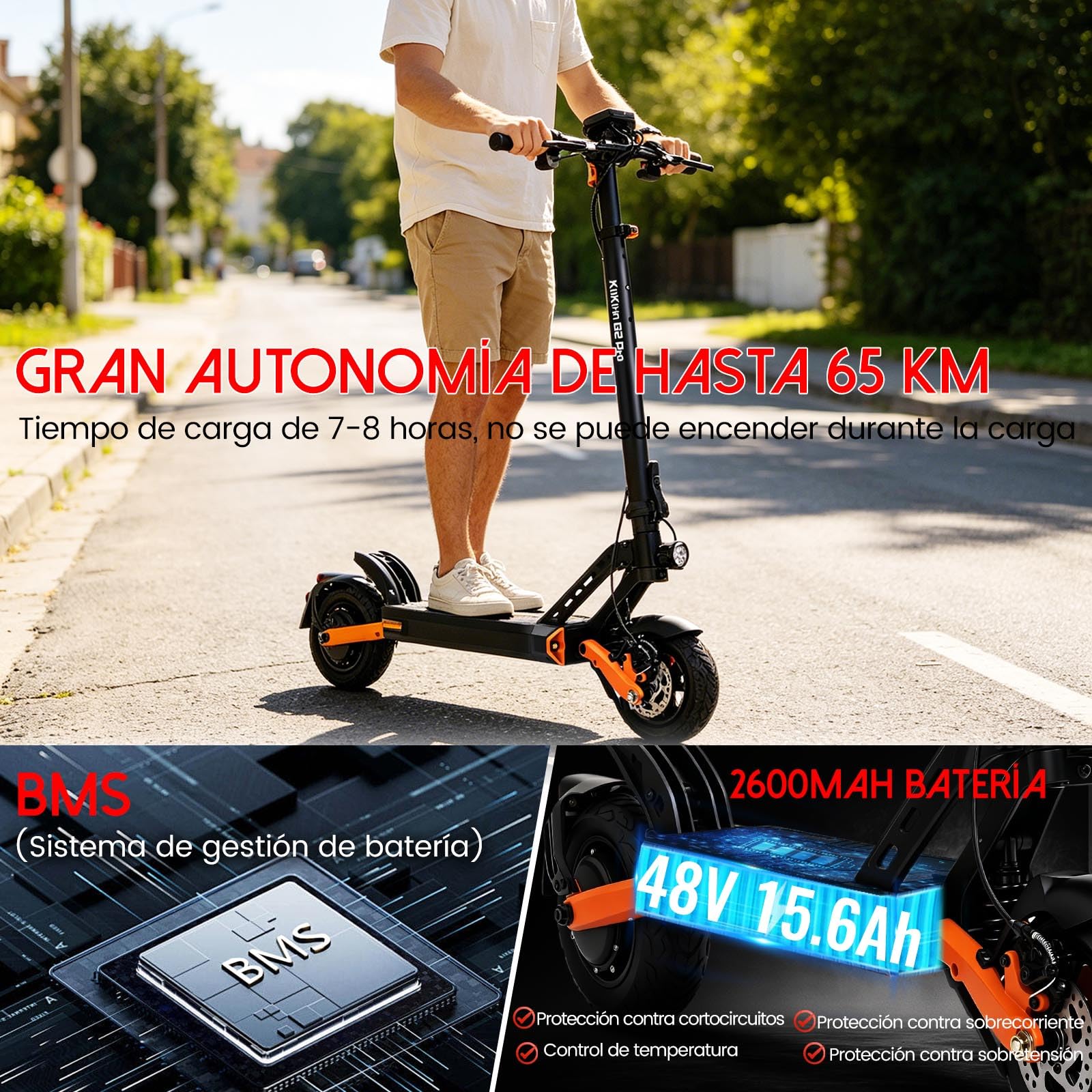 Patinete Eléctrico Adultos Homologado DGT 68km Autonomía Patin Electrico | Patinete eléctrico todoterreno Batería 48V 15.6Ah, Doble Freno, 9" Tubeless ,Sistema de Doble suspensión IP54,Carga 120KG