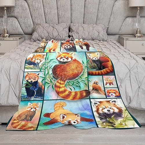 Miniatura 7 de Manta de panda rojo, regalos para niñas, mujeres, niños, amantes de los pandas, manta suave y cálida de franela de felpa para cama, sofá, 40 x 50