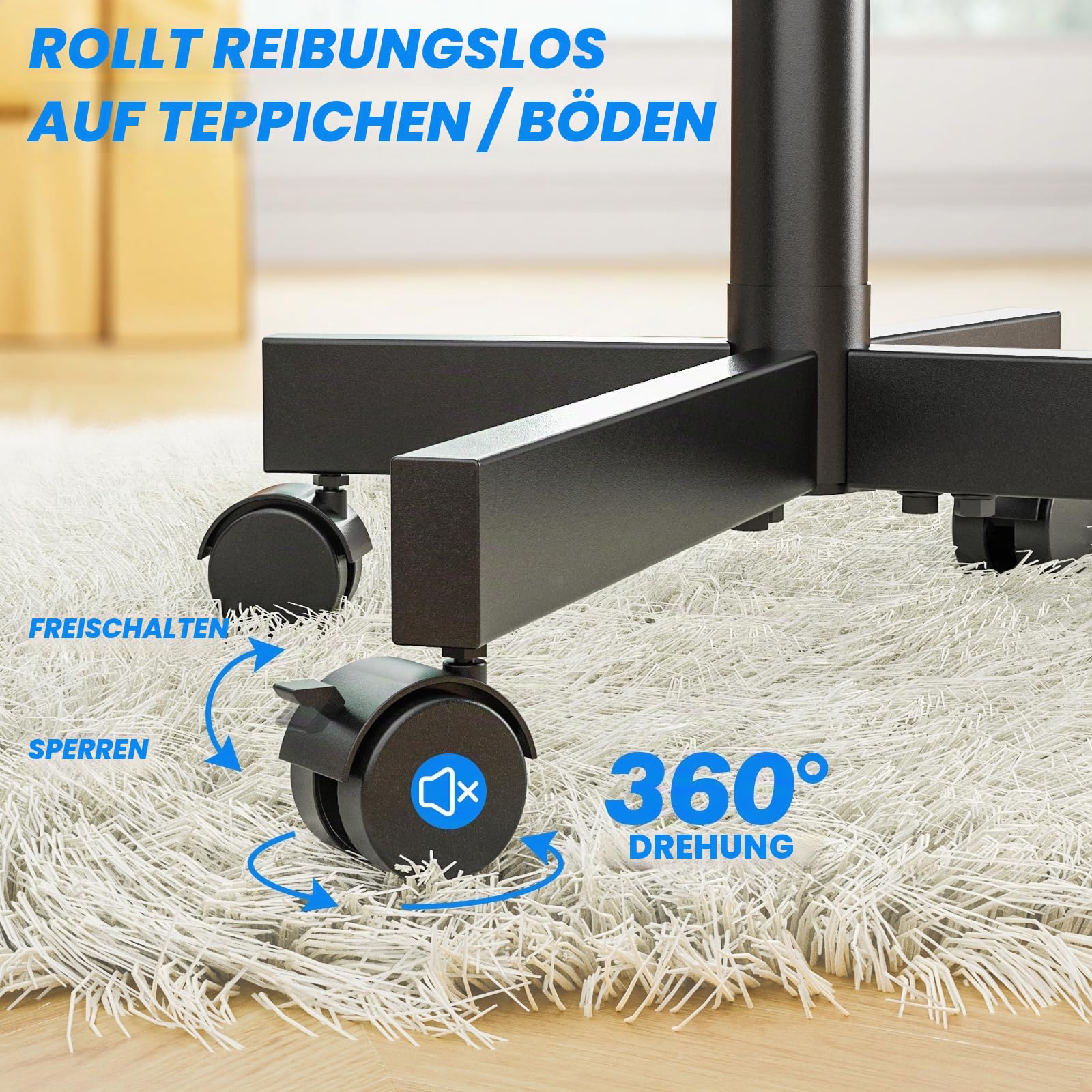 RFIVER TV Ständer Rollbar TV Wagen auf Rollen für 27-60 Zoll Fernseher Fernsehständer TV Standfuss Höhenverstellbar Neigbar Max. 40 KG VESA 400x400 mm