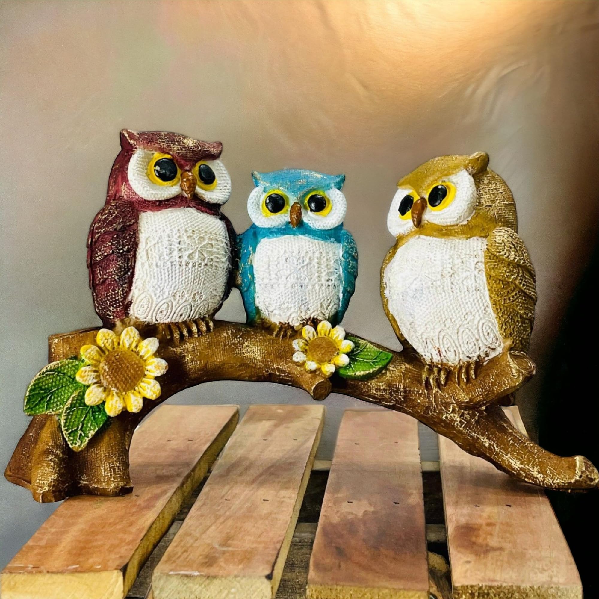 Buy Verma Emporium,Owl Statue Set for Desk Decor, 3 Piece